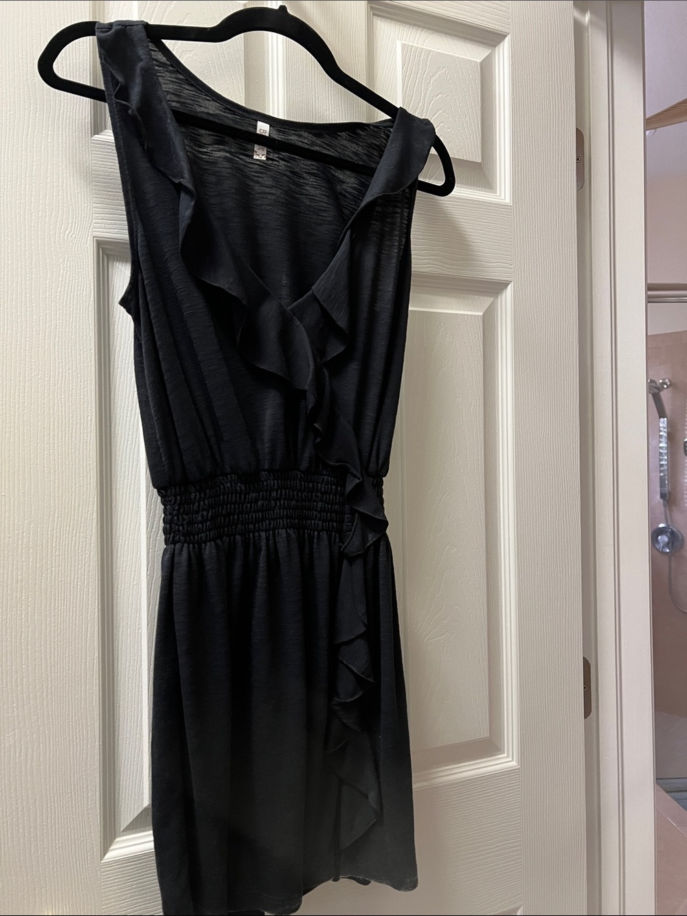 Becca Black Ruffle V-Neck Sleeveless Swim Coverup